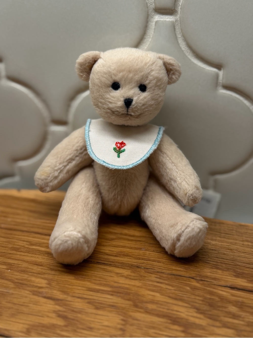 Vintage Pleasant Company American Girl Bitty Bear with Embroidered Rose Bib